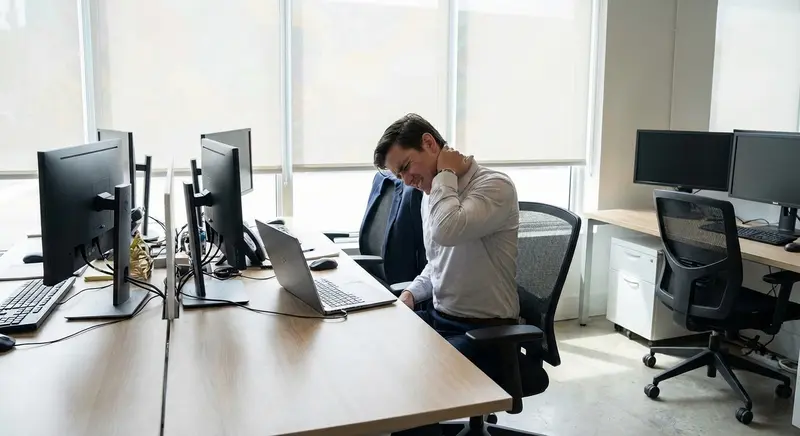 Desk worker in Wynwood using the McKenzie Method for neck pain relief
